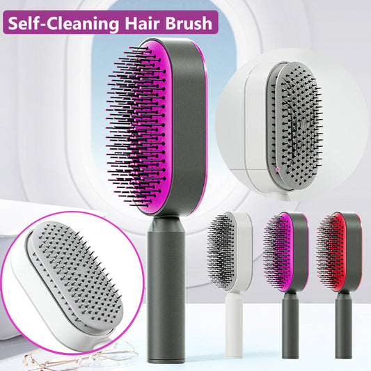 Women's Hairbrush: One-Key Self-Cleaning & Airbag Technology